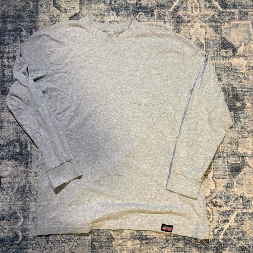 Dickies Long Sleeve Pocket Tee Size L Gray Heather Cotton Blend